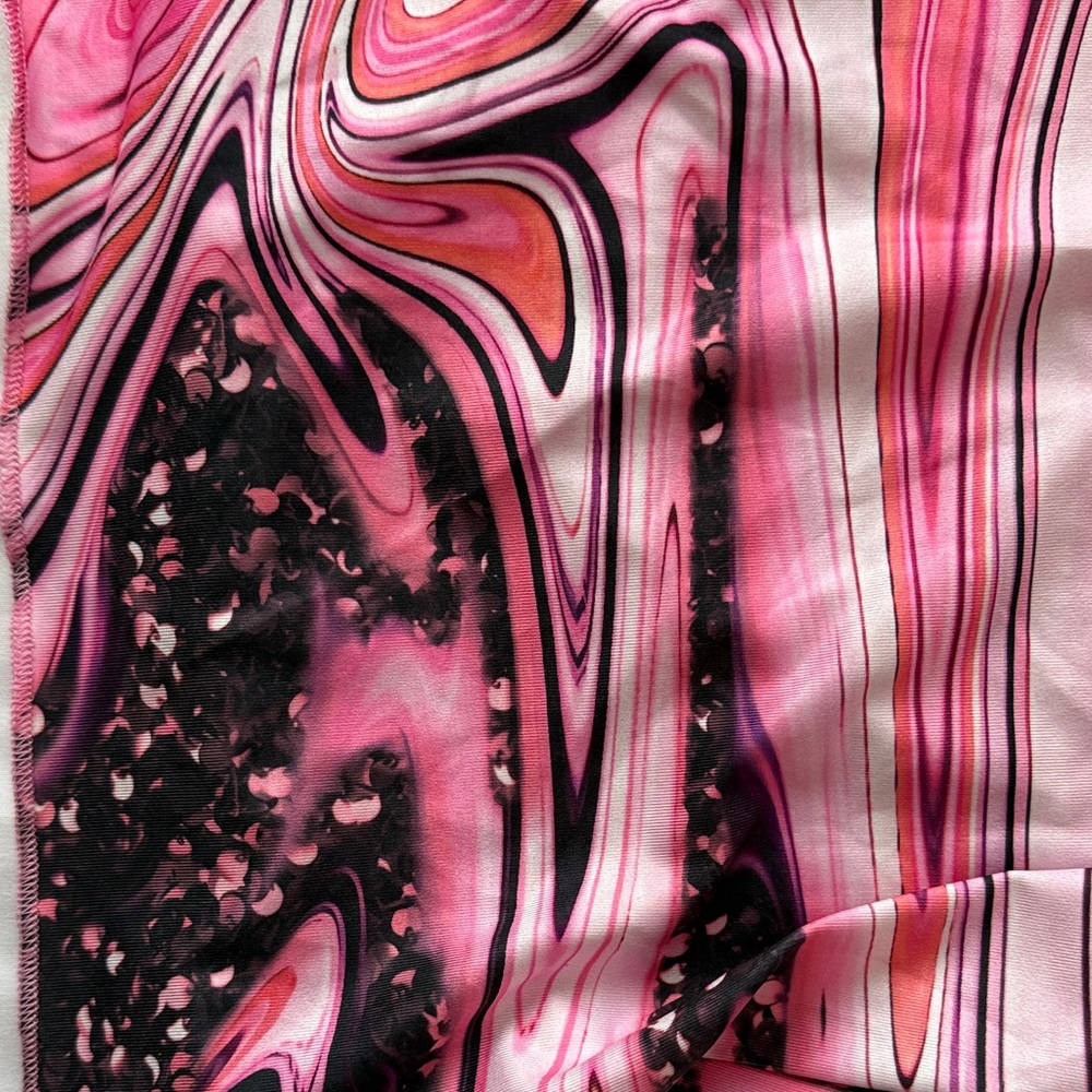 Last Call! 💙Pink Marble Print Women's Rave/Festival Outfit- Eye-Catching Size M - Picture 3 of 7